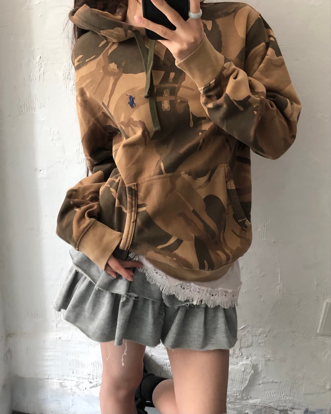 Polo 폴로 데님앤서플라이 QR라벨 카모패턴 포니로고 후드티  상품이미지6