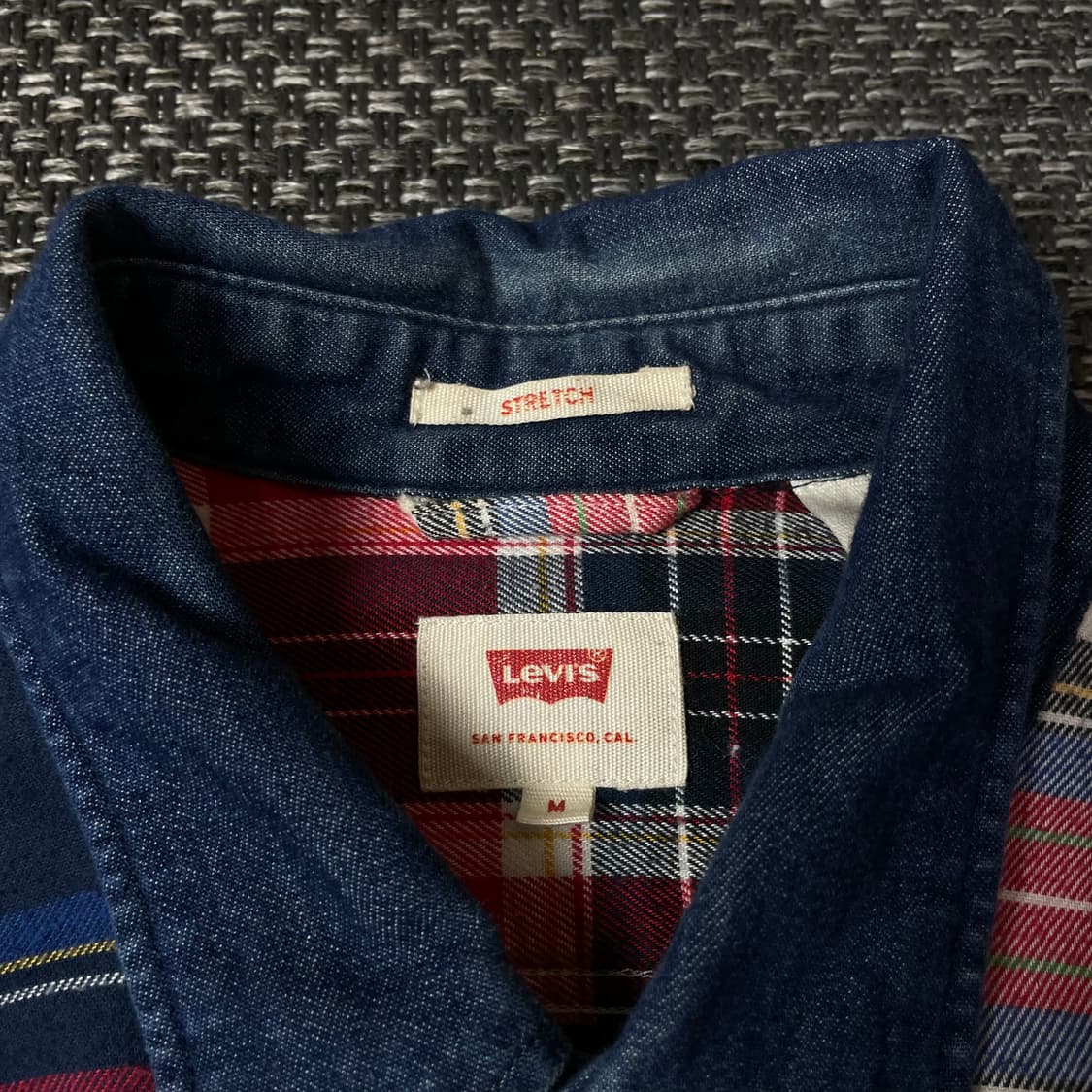 리바이스 블루 레드 멀티배색 투포켓 체크 긴팔 셔츠 M  상품이미지4