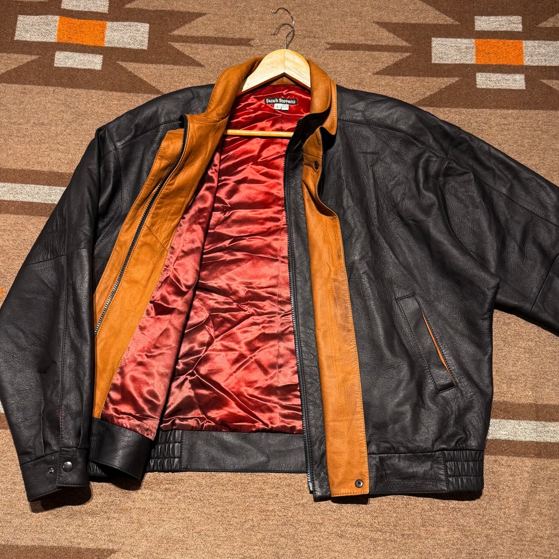 USA 제이콥 스티븐스 그레인 나파가죽 봄버 자켓 L 105~ 상품이미지3