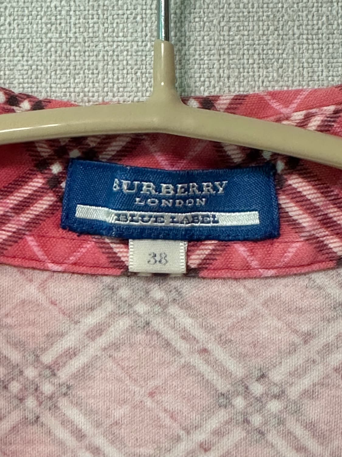 Burberry 버버리 블루라벨 Y2K 핑크 체크 카라티 상품이미지2