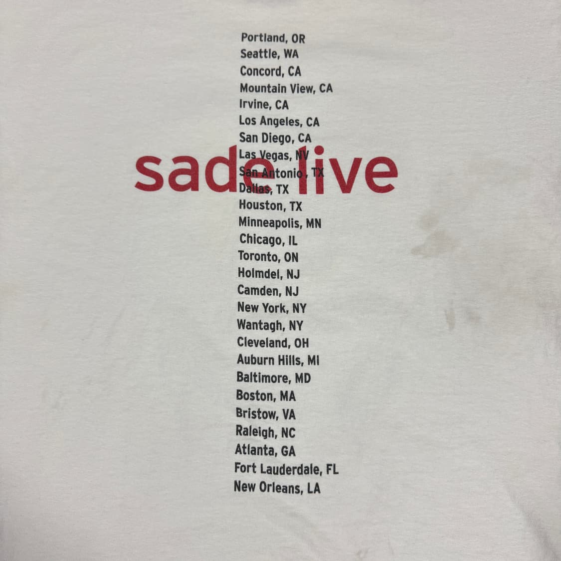 2001 Sade Lovers Rock Tour Tee 샤데이 티셔츠 상품이미지4