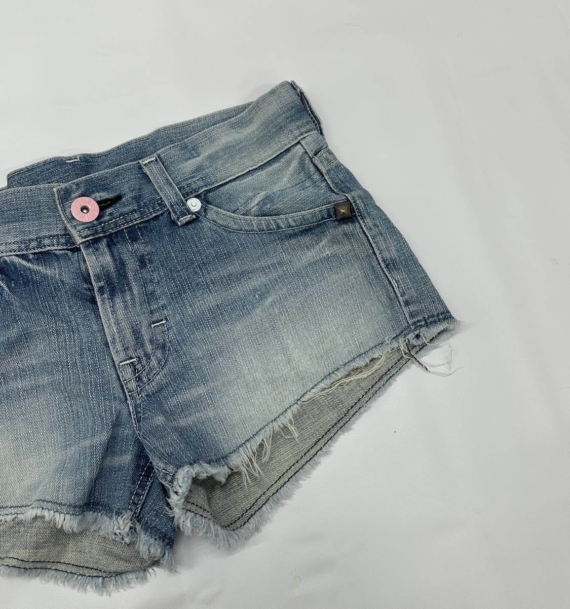 something x EDWIN  숏데님 팬츠 데코라 괴짜 y2k 워싱 상품이미지5