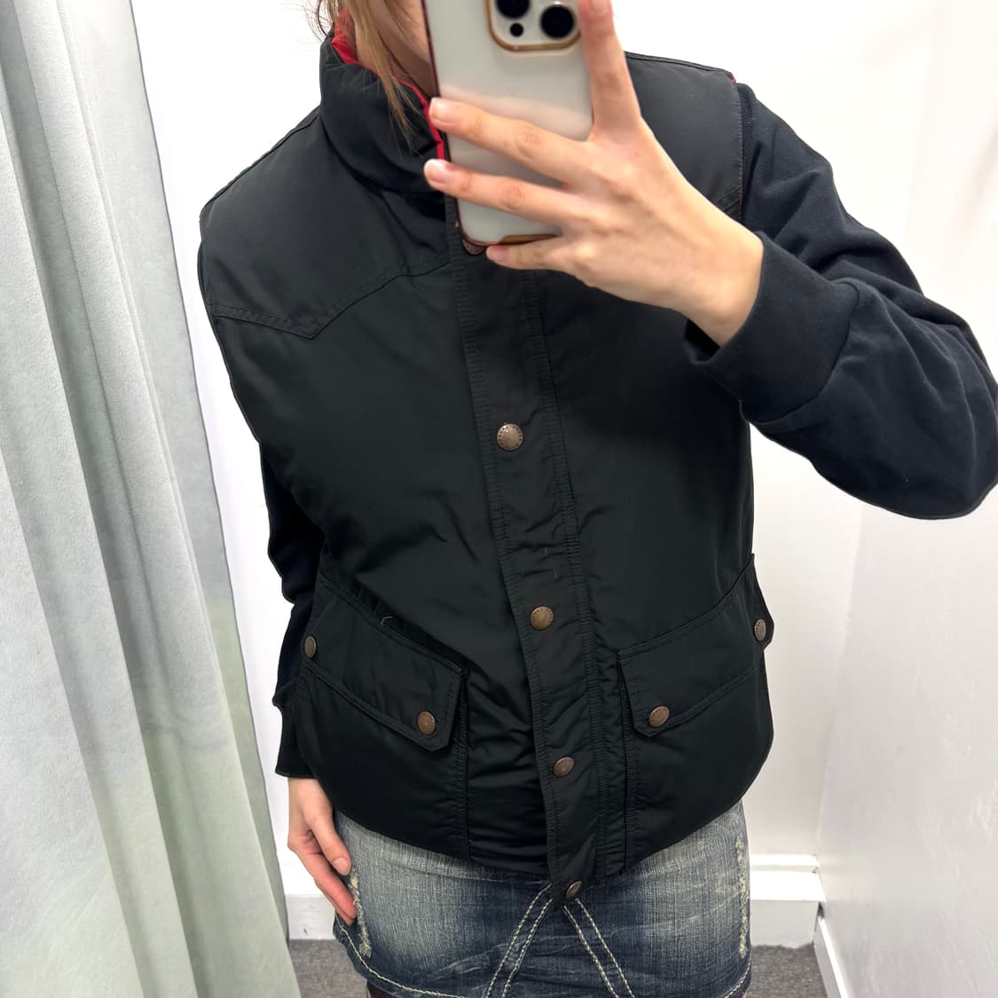 폴로 블랙 레드 리버시블 다운패딩조끼 상품이미지1