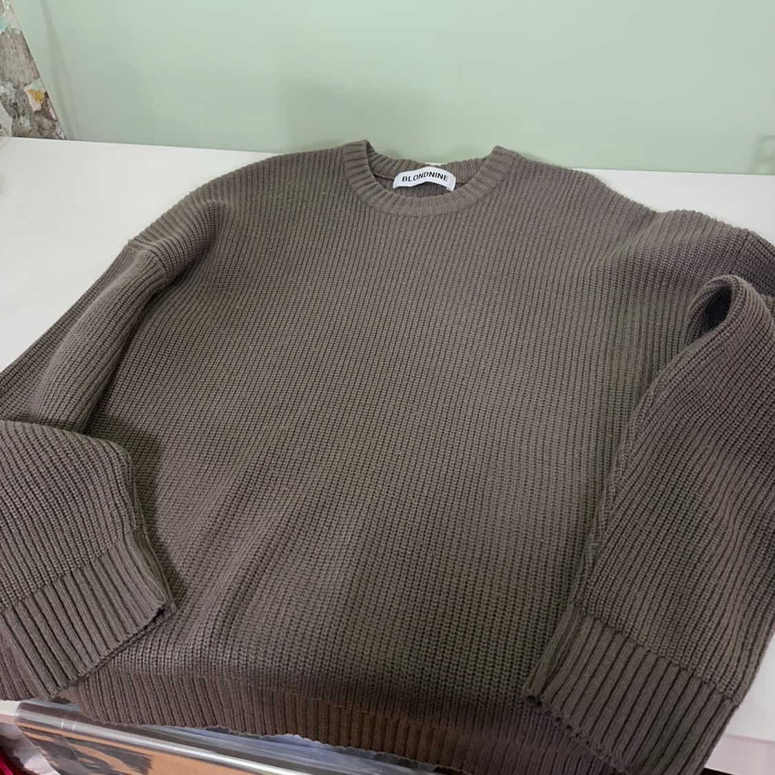 2XL 블론드나인 루즈오버핏 코코아 와플니트 상품이미지3