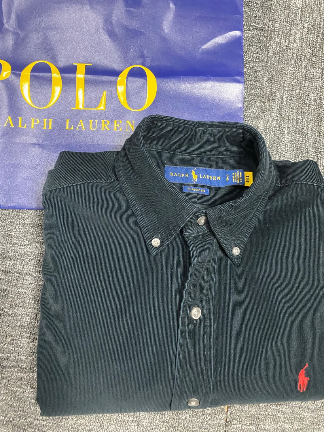 급처! 최신형 QR택 폴로 코듀로이 셔츠 딥그린 컬러 입니다 상품이미지3