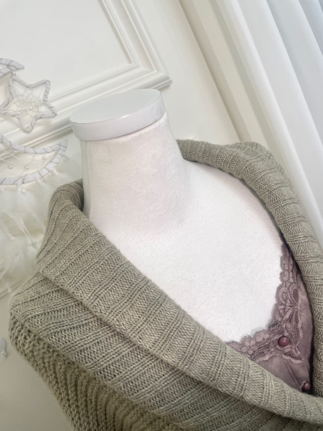 khaki double over collar cardigan 상품이미지8