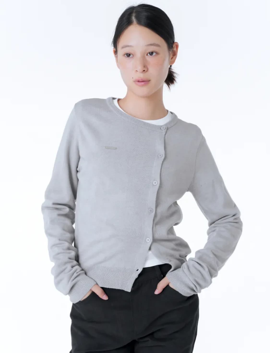 Unbalanced knit cardigan GREY 상품이미지1