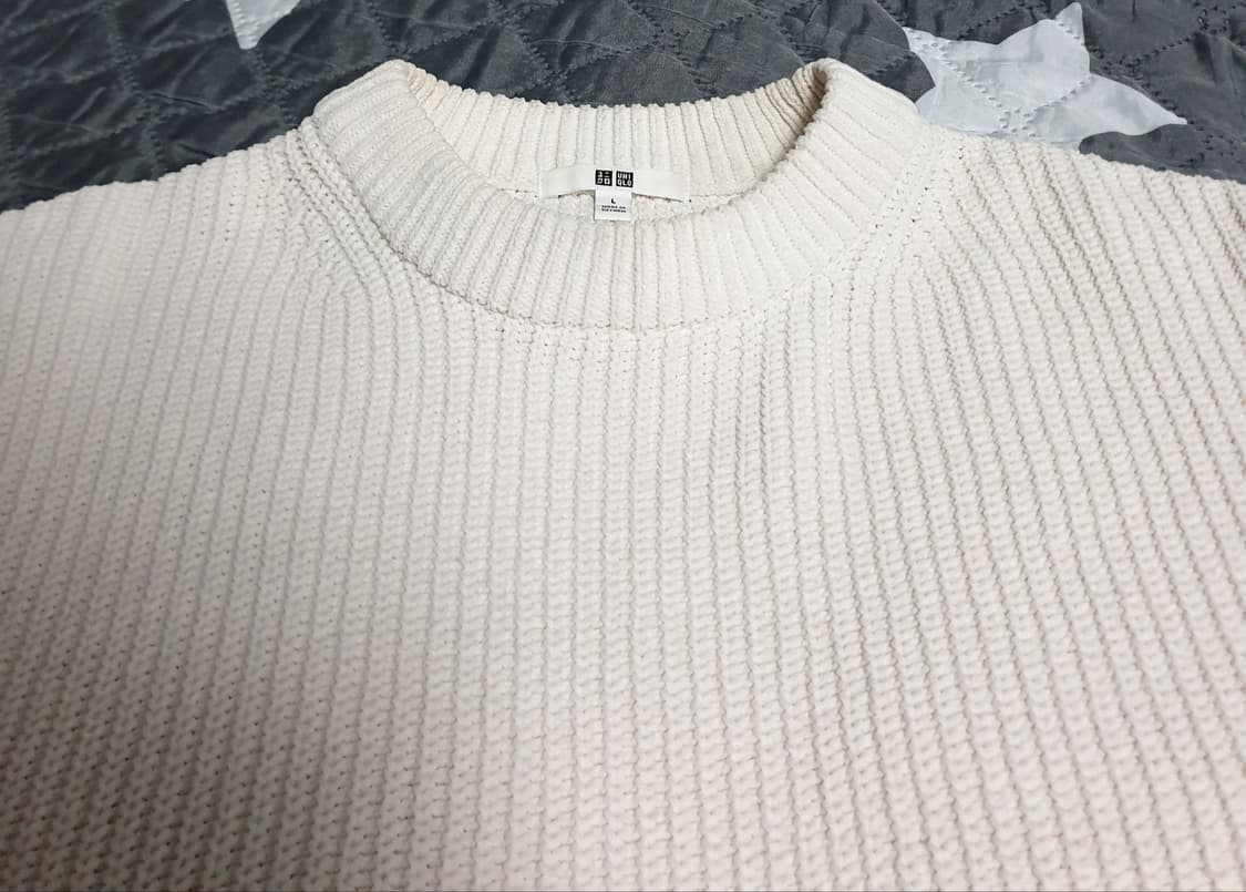 (일본판)유니클로 미니케이블 니트 스웨터 아이보리 (L) 상품이미지2