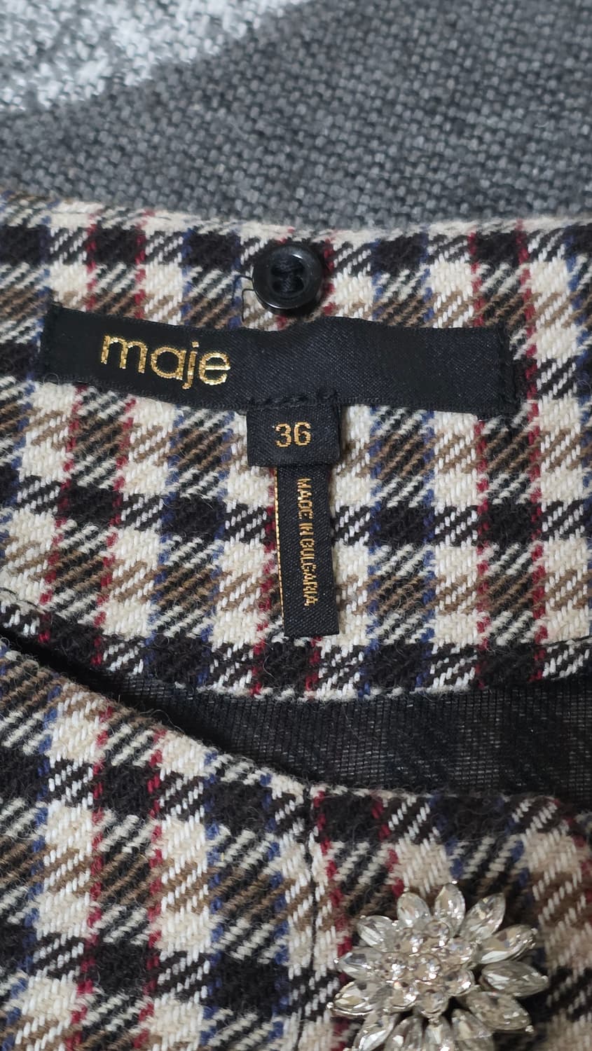 maje 마쥬 탈부착카라 쥬얼버튼 체크 원피스 55 상품이미지9