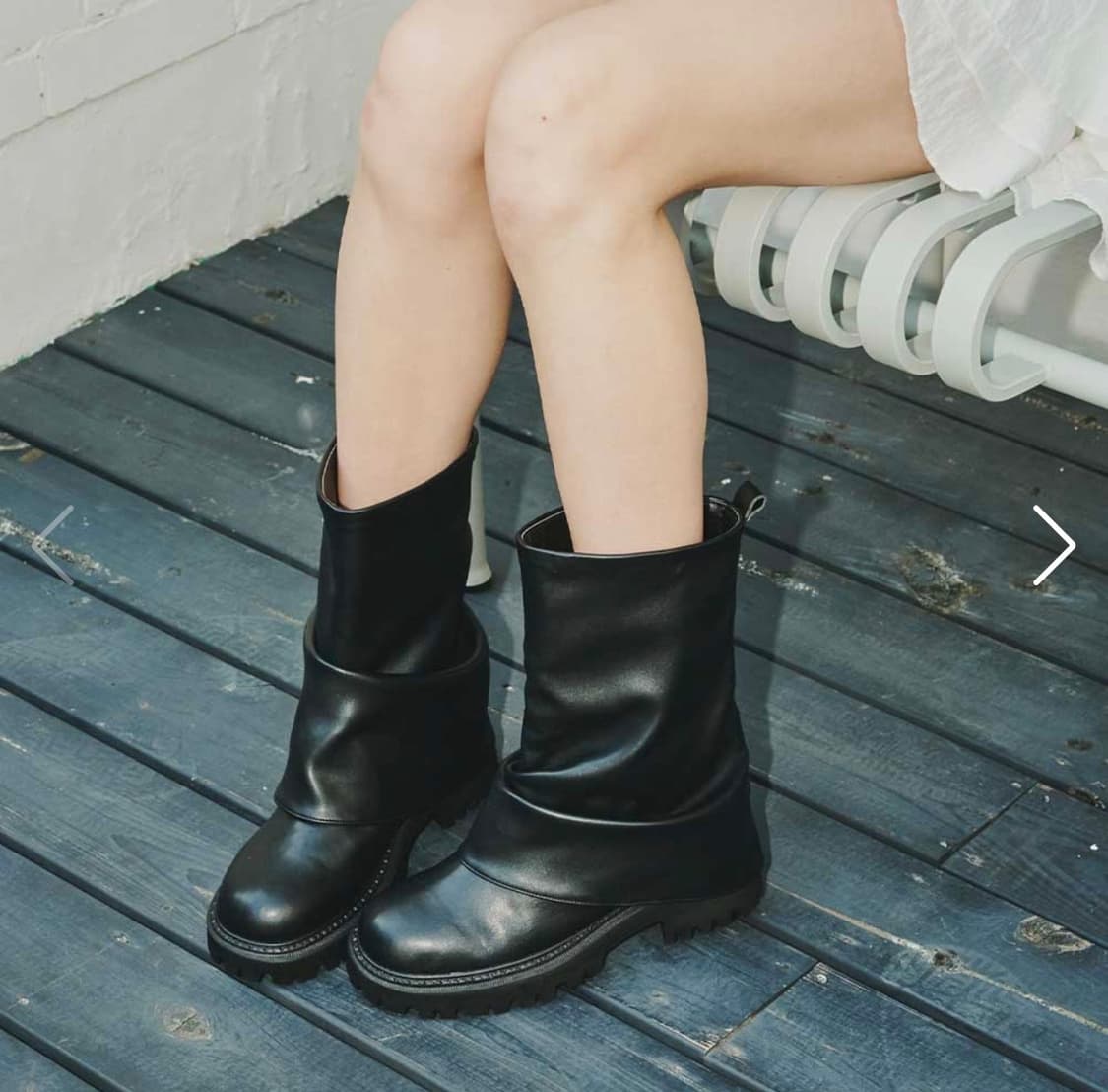 포른른 셔링 하프 부츠 블랙 상품이미지3