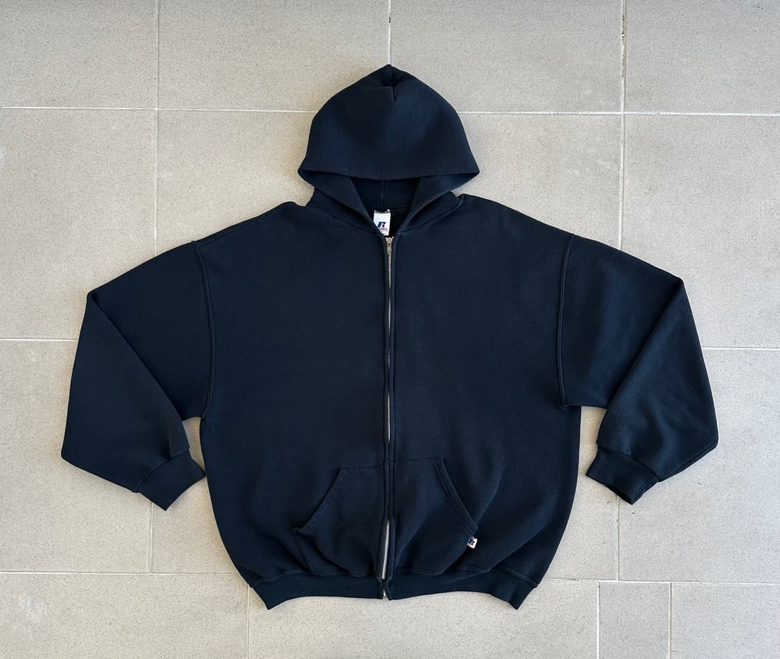 00s 빈티지 러셀 후드집업 블랙 XL 상품이미지1