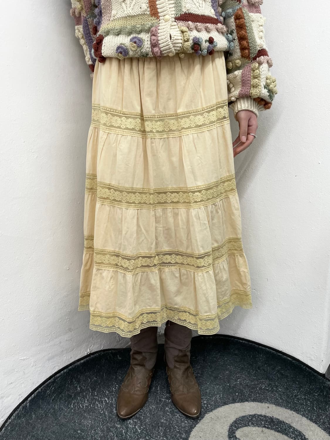 모리 레이스 캉캉 롱 스커트 상품이미지1