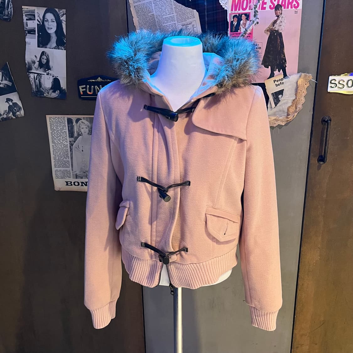 퍼 후드집업 떡볶이 코트 (연핑크)  상품이미지1