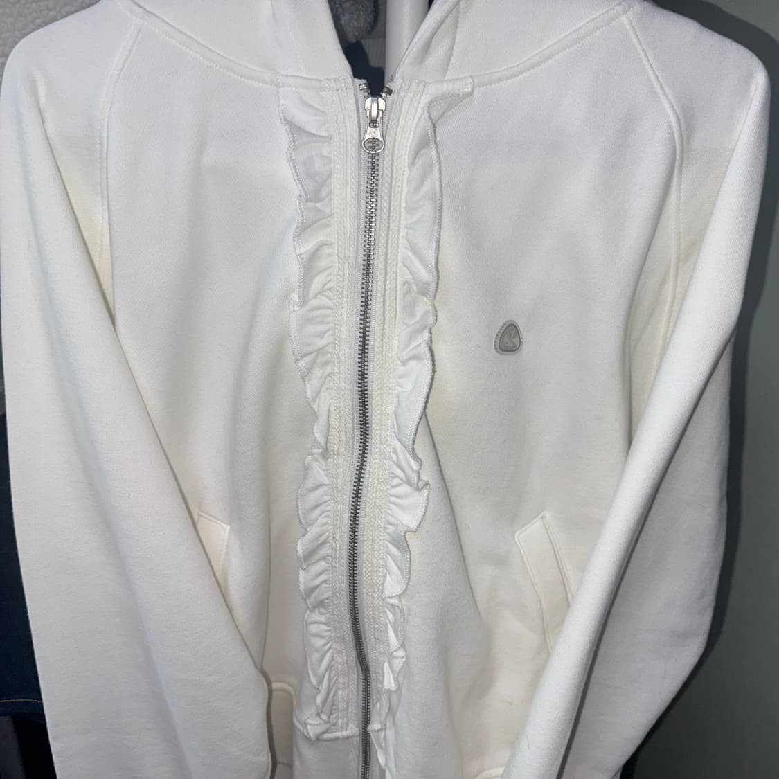 코이세이오 러플 레이스 후드집업 화이트 상품이미지2