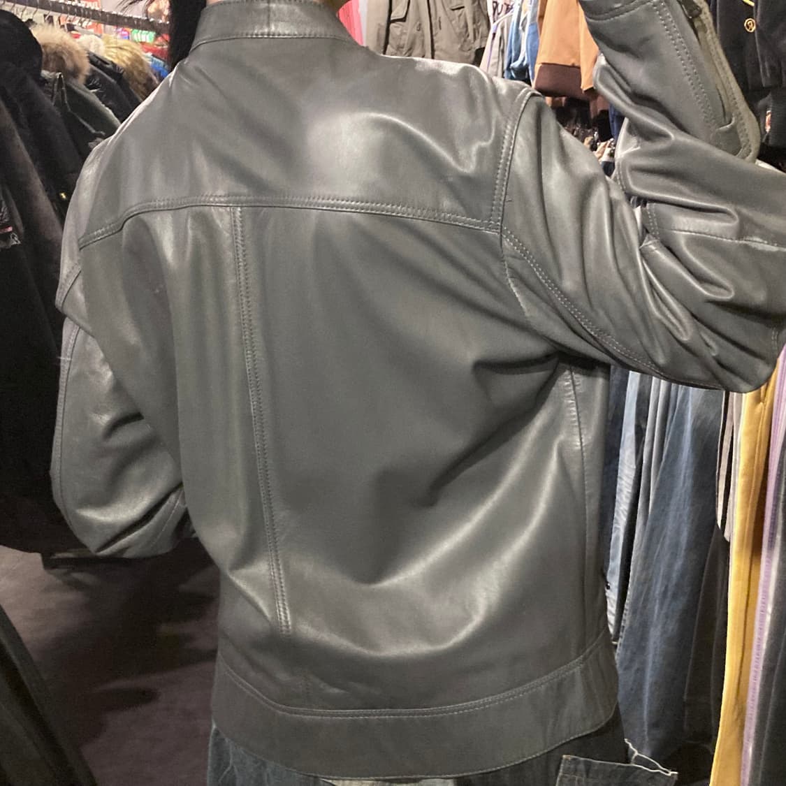 [IM]DKNY 헨리넥 양가죽 레더자켓 그레이 상품이미지8