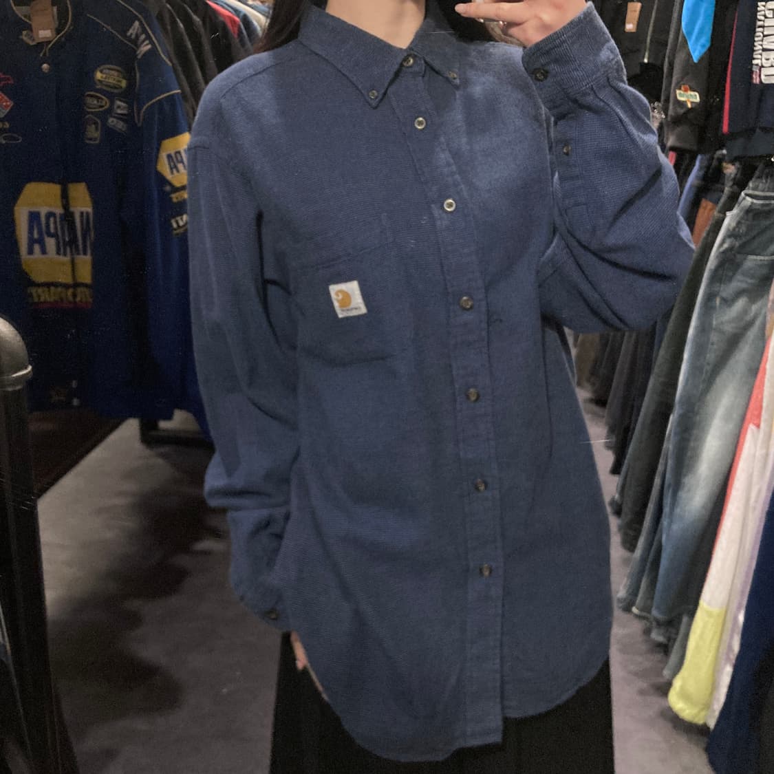 [IM] 칼하트 울 헤링본 긴팔셔츠 네이비 상품이미지3