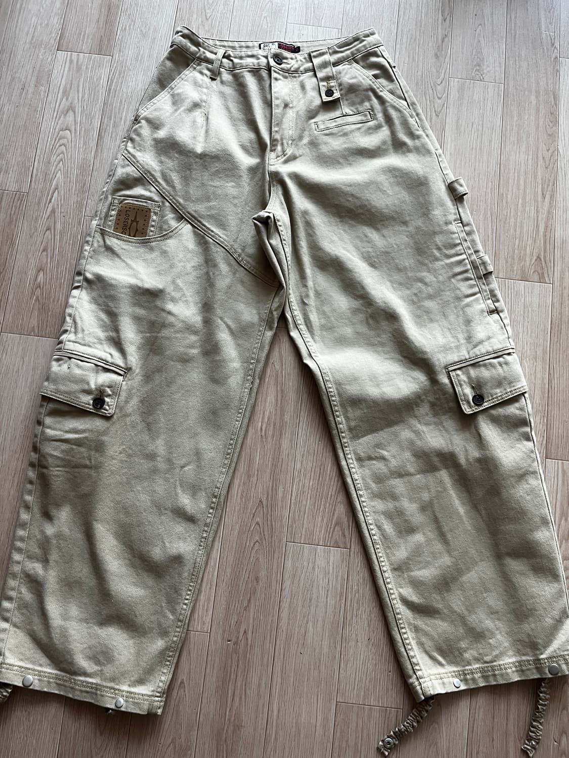 루저스클럽 멀티 카고포켓 와이드 면팬츠 베이지 상품이미지2