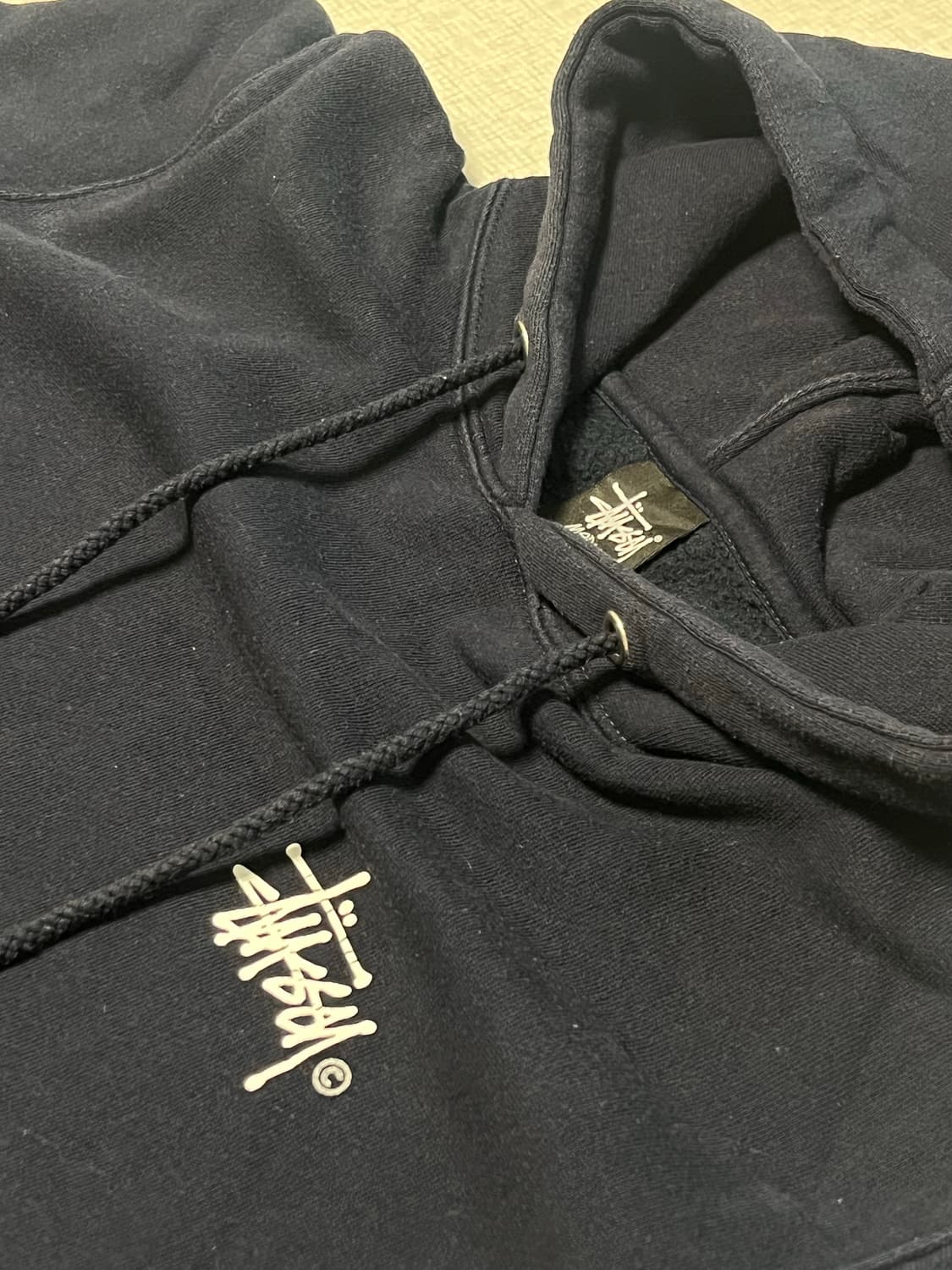 90s 스투시 베이직 후드티 네이비 M 상품이미지2