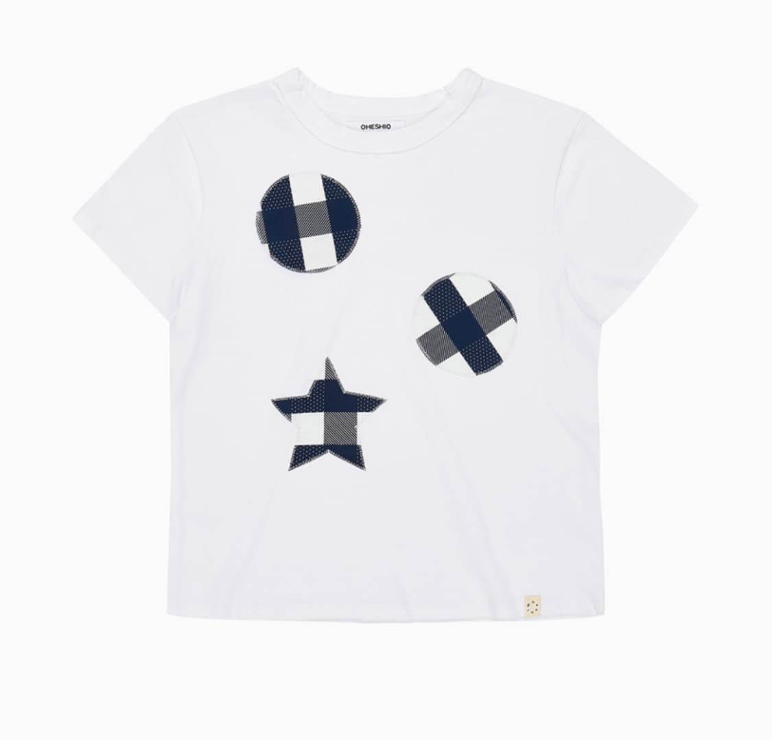 오헤시오 CHECK PATCHY T-SHIRTS, WHITE 상품이미지1