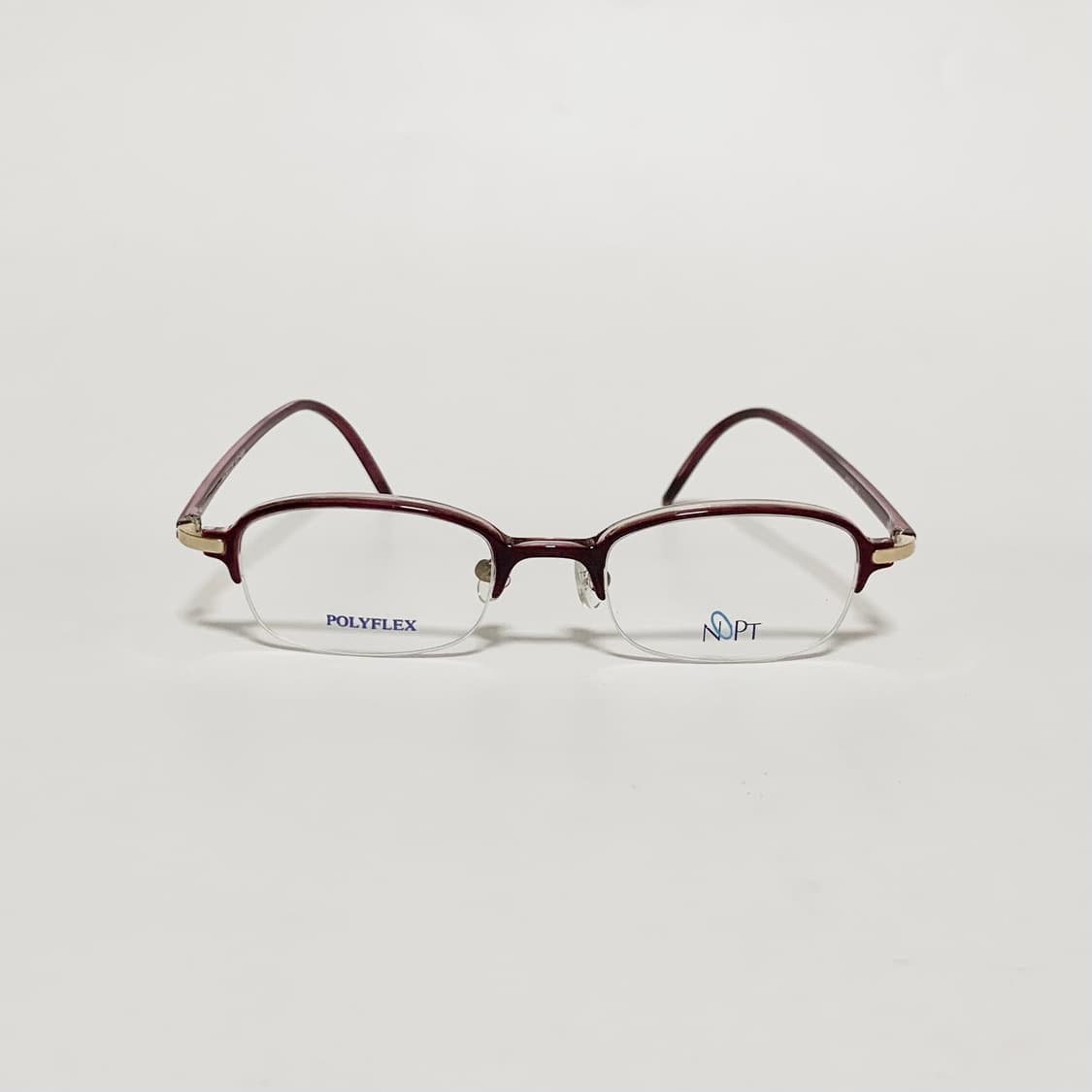 974 데드스탁 스퀘어 클리어 버건디 반무테 초경량 빈티지안경 상품이미지1