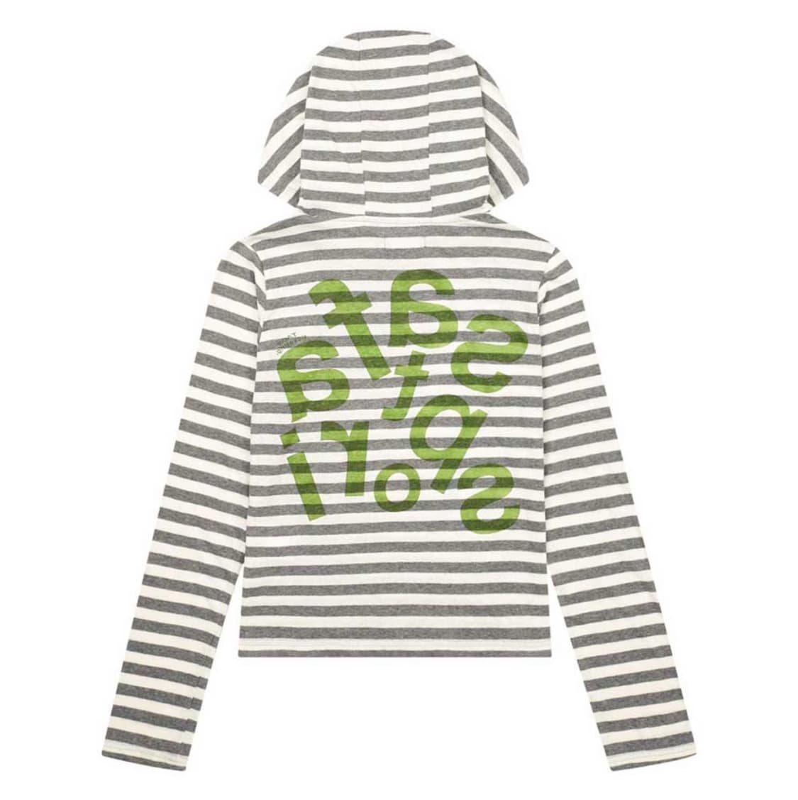 [2] 사파리스팟 1/2 티켓팅 스트라이프 보더 후디 그레이 후드 티셔츠 상품이미지2