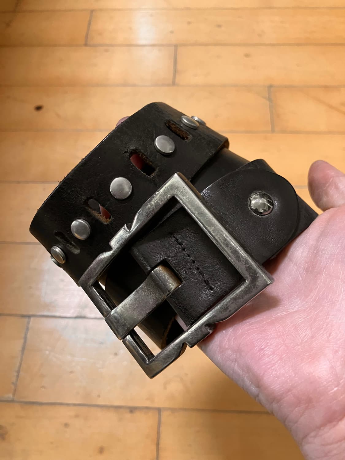 Japanese 90s 고딕 메탈 러스트 스퀘어 버클 벨트 상품이미지5