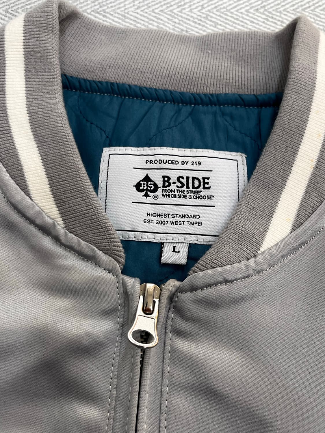 VIntage 스카잔 새틴 바시티 자켓 블루종 L 실버 상품이미지7