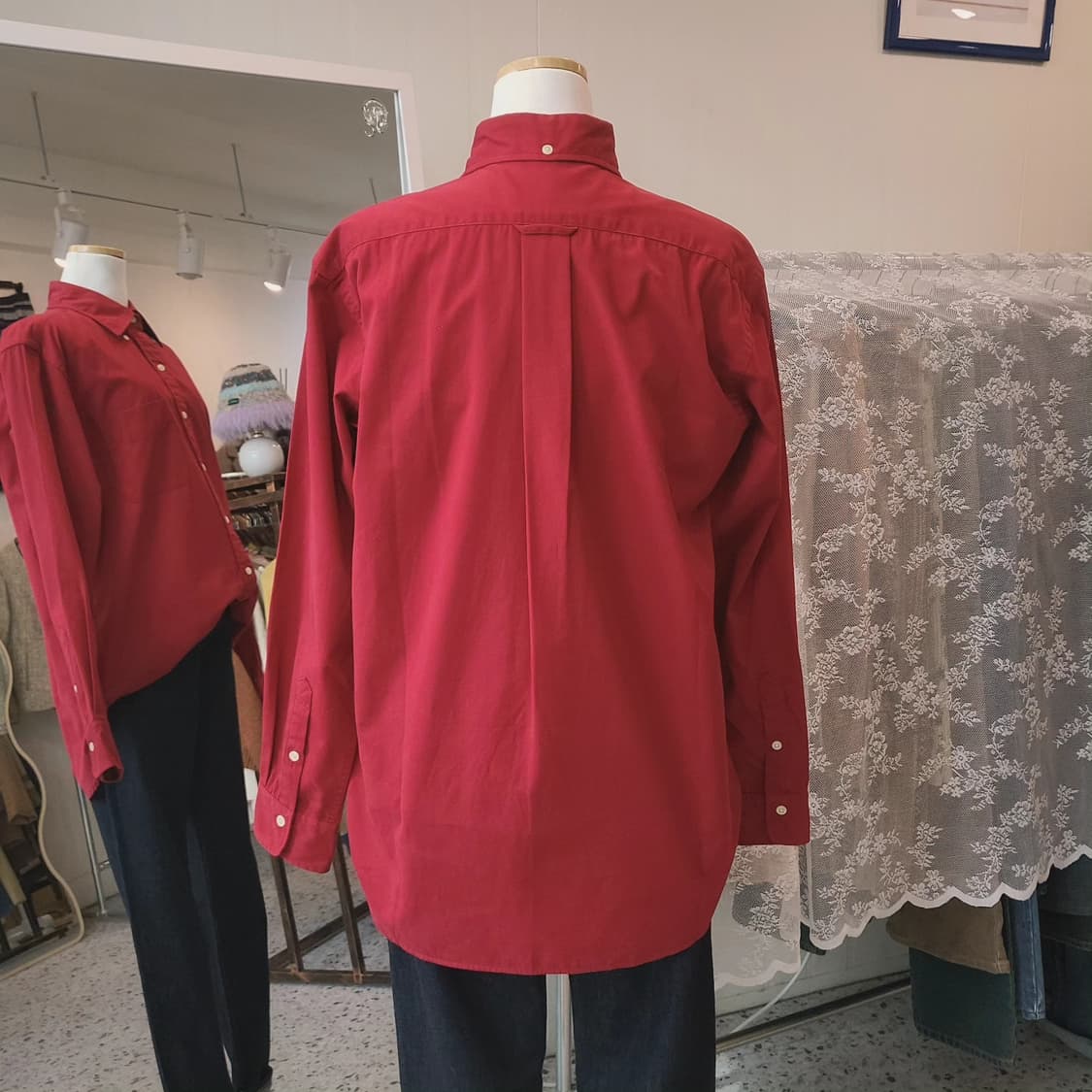 유니클로 레드 코튼 셔츠 상품이미지7