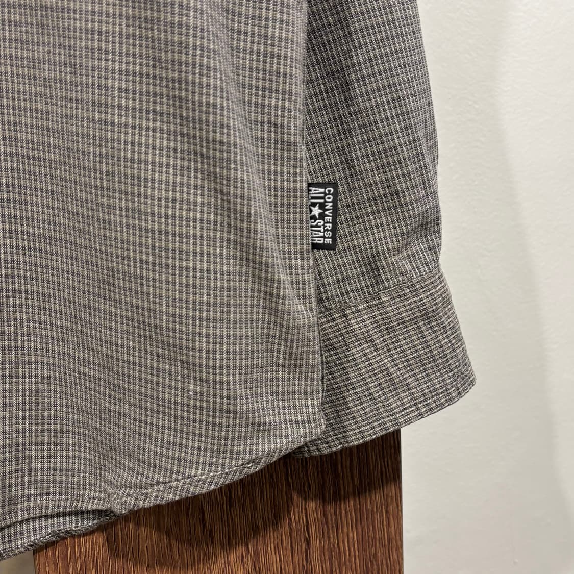 Converse 컨버스 그레이 잔체크 코튼 후드 집업 셔츠 아메카지 상품이미지5