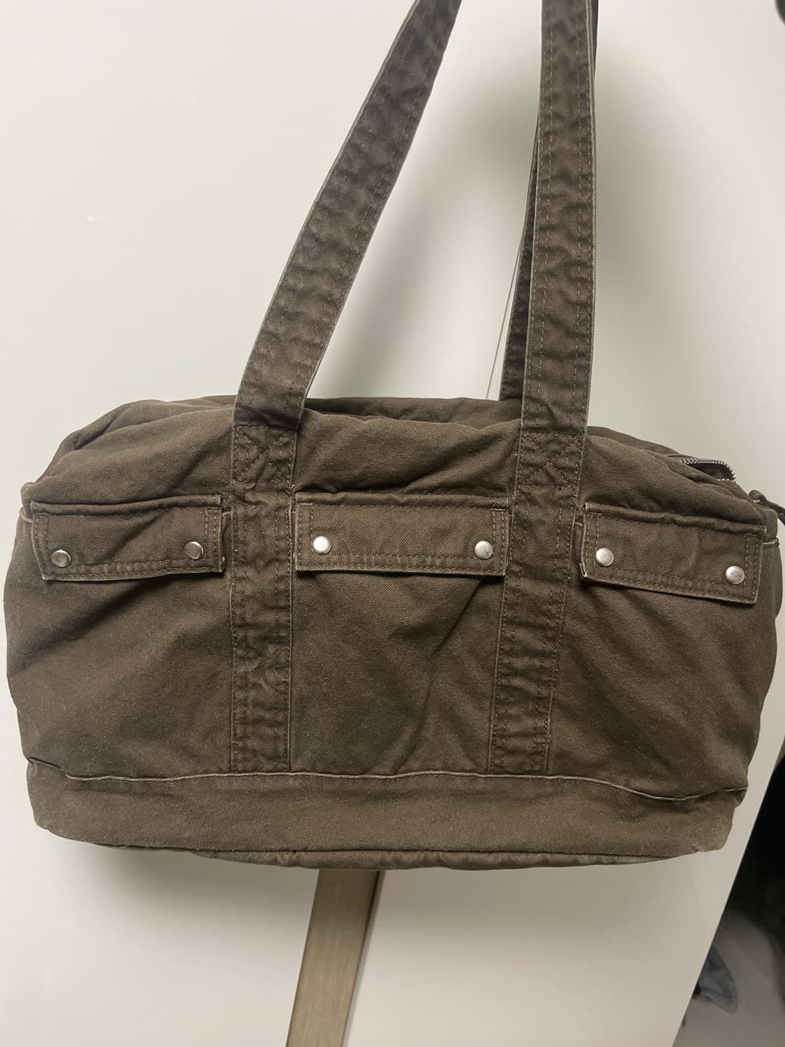 밀로아카이브 빈티지 플랩 포켓 더플백 워시드 브라운 상품이미지2