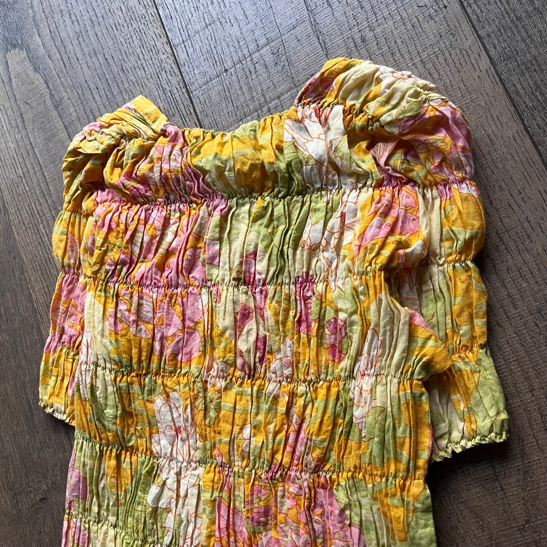 Floral Pattern Shirring Blouse 상품이미지7