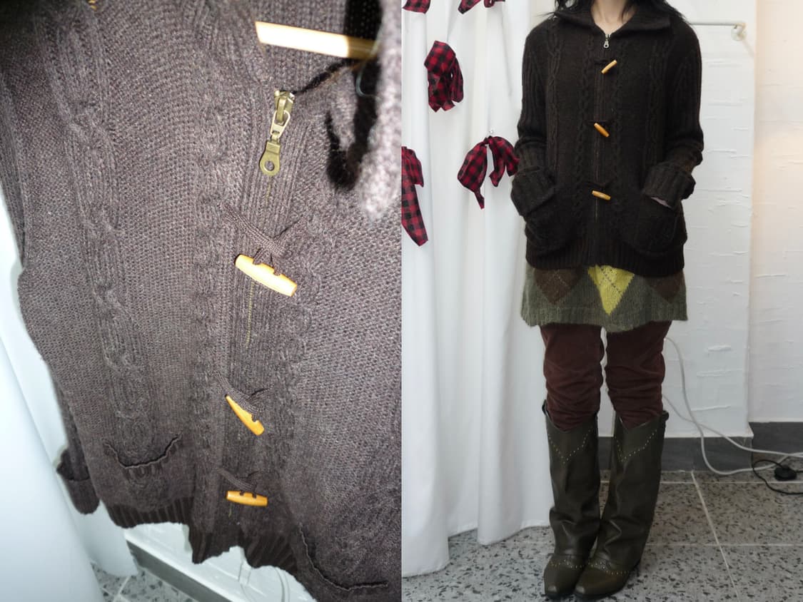 deep brown toggle cardigan 상품이미지1