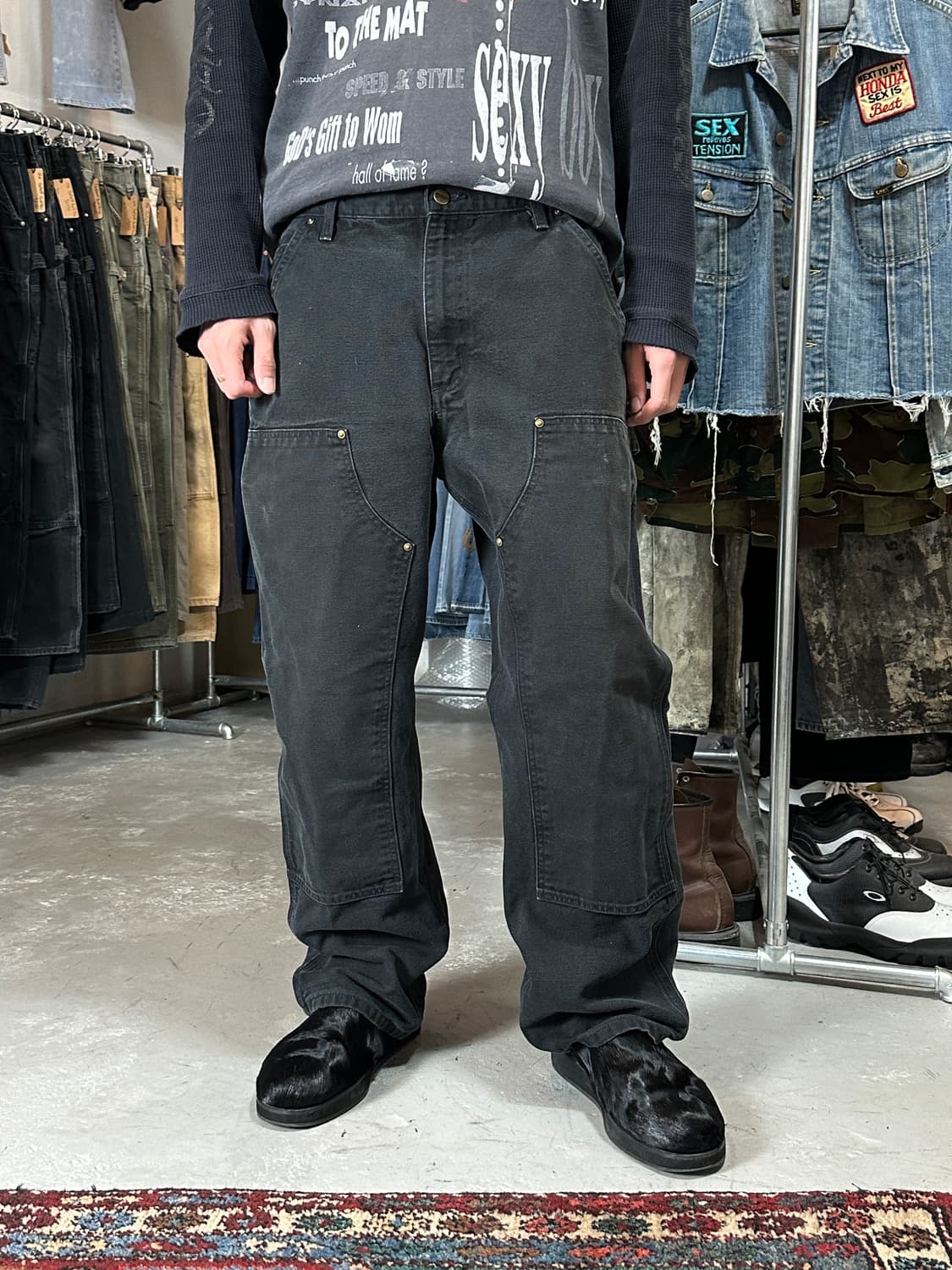 OG 칼하트 B136 더블니 팬츠 칼하트 썩블니 블랙 상품이미지2