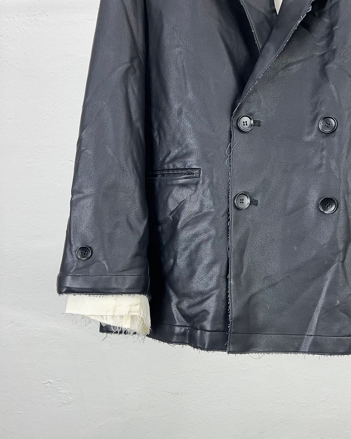 캐스퍼 존 더블 브레스티드 레더 2b 나이프 카라 블레이저 자켓 상품이미지4