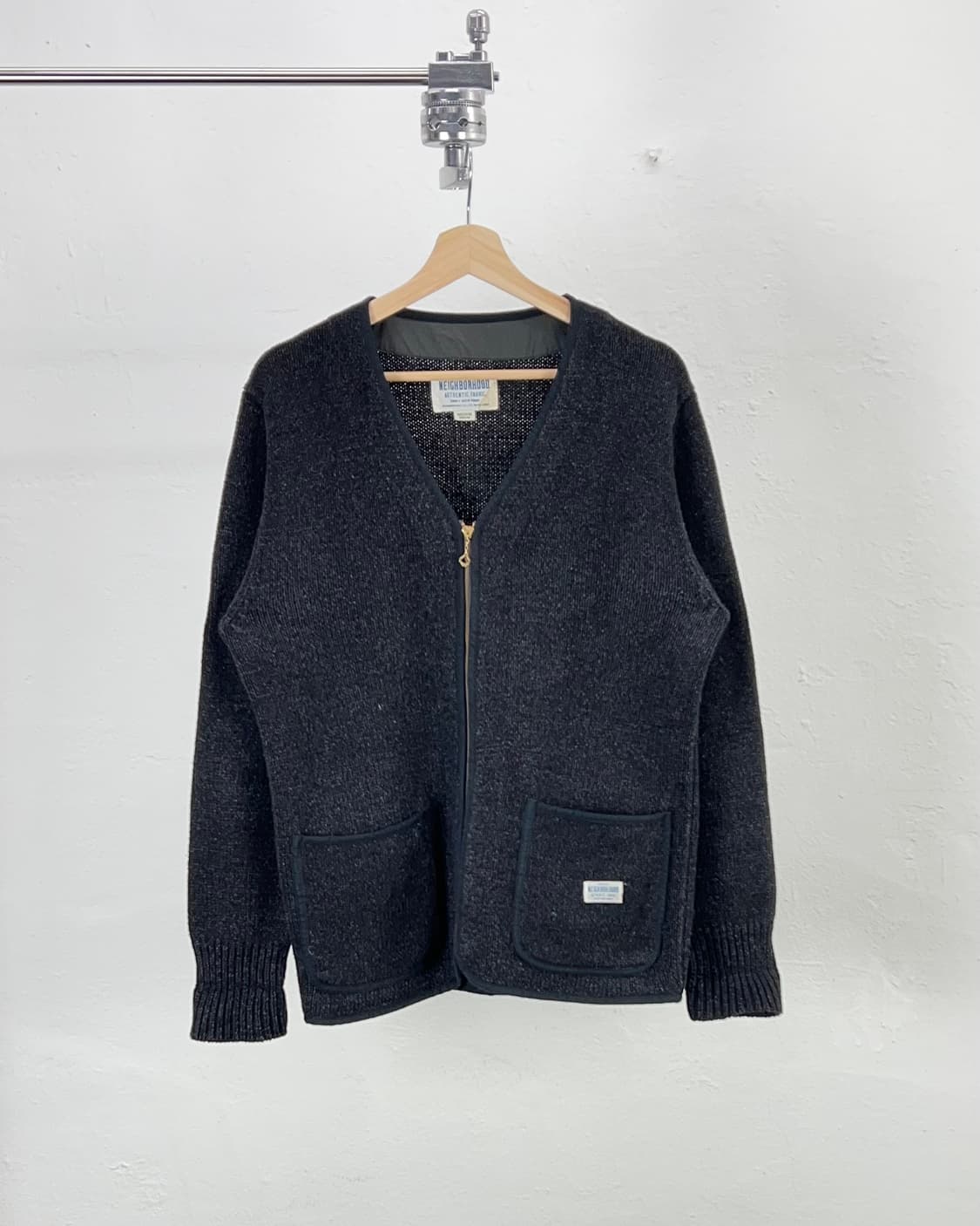 네이버후드 인디고 다이 노카라 니트 집업 자켓 상품이미지1