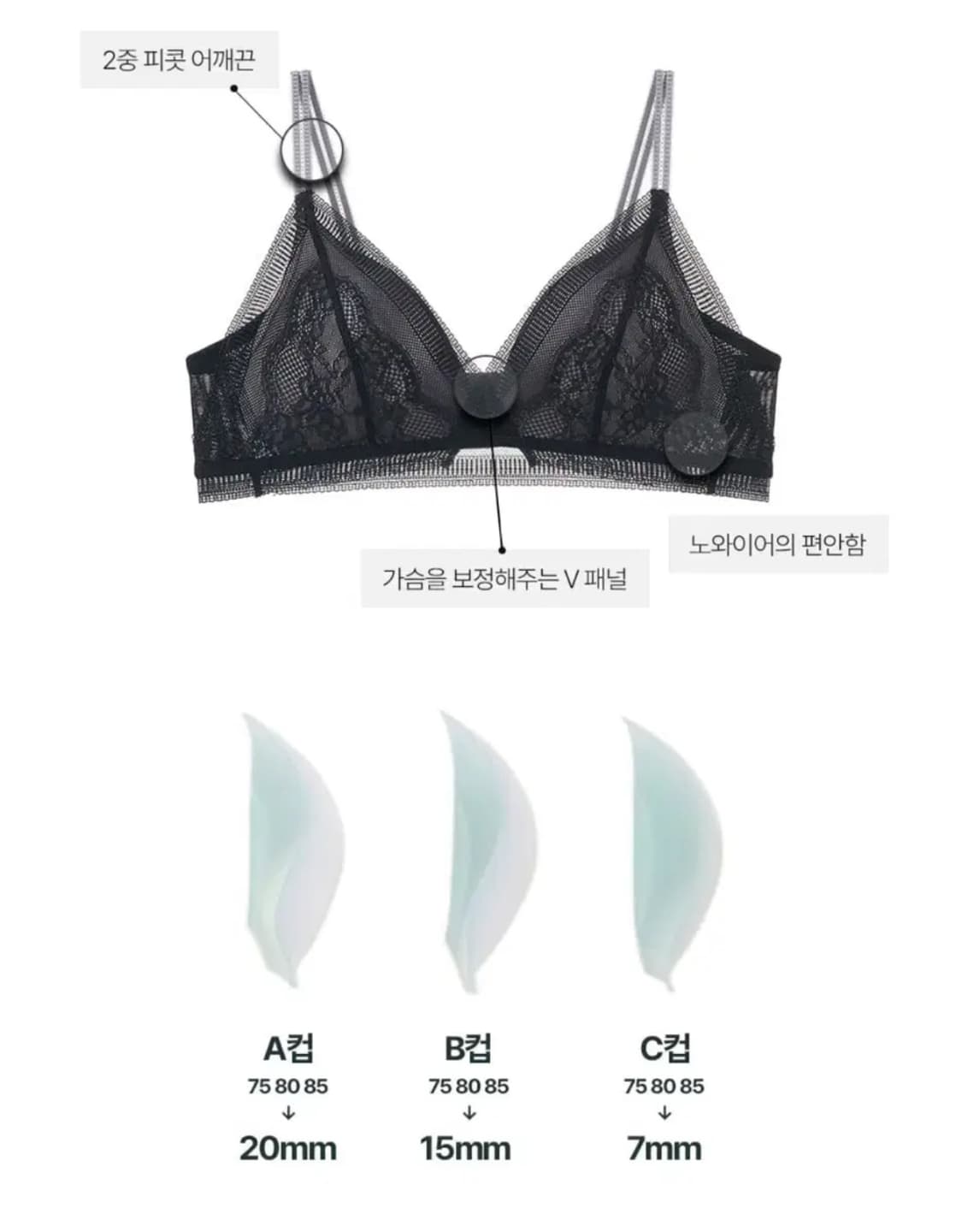 에블린 노와이어 브라 80C 새상품 2장 일괄 상품이미지2