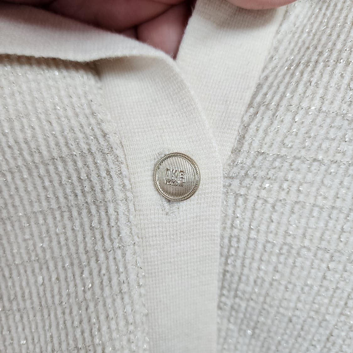 더아이잗 카라넥 니트 가디건 아이보리 상품이미지3