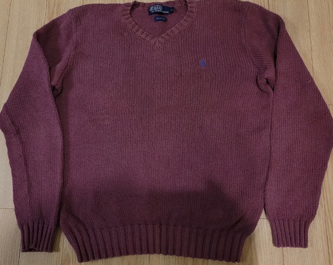 폴로랄프로렌 버건디 브이넥 오버핏 니트 상품이미지1