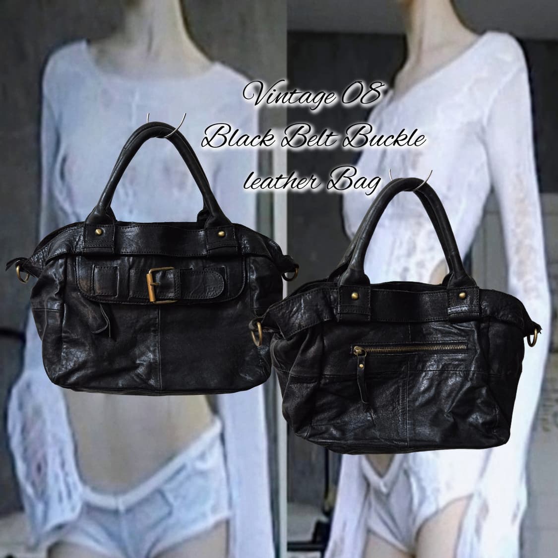 Vintage 08 Black Belt Buckle leather Bag 상품이미지1