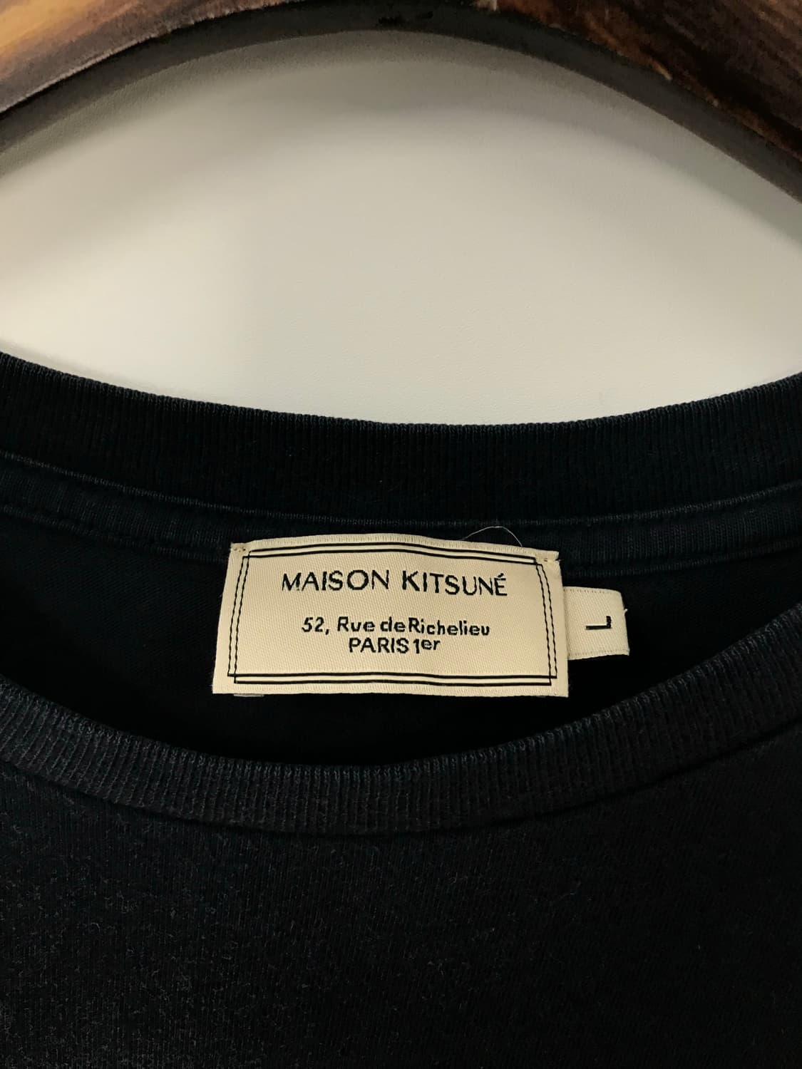 메종키츠네 자수로고 포켓 네이비 반팔 티셔츠 상품이미지6