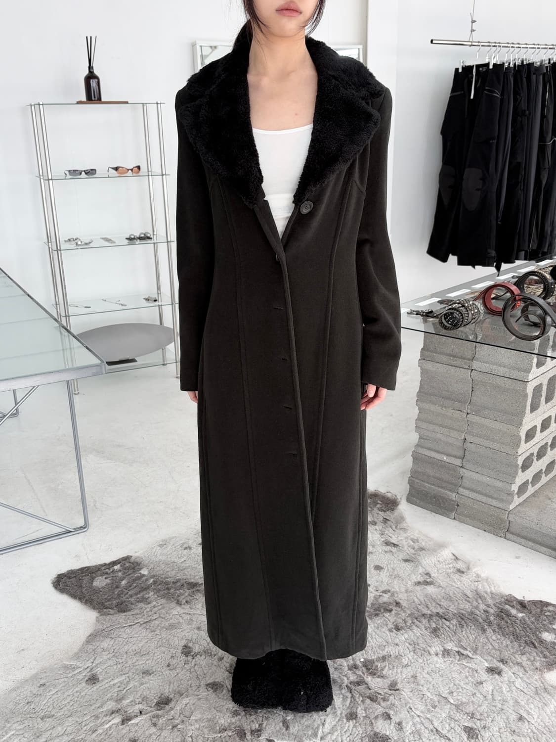 1990‘s 소니아 리키엘 퍼 맥시 롱 코트 상품이미지1