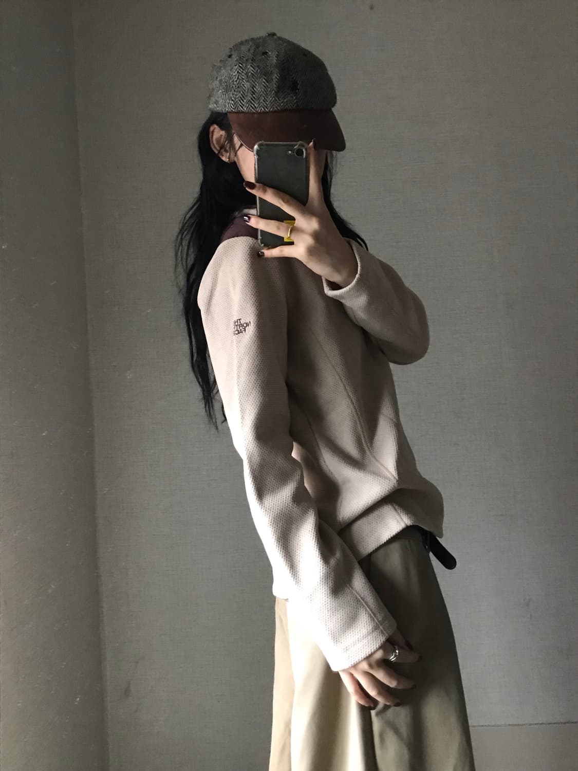 노페 베이지 후리스 반집업 상품이미지2