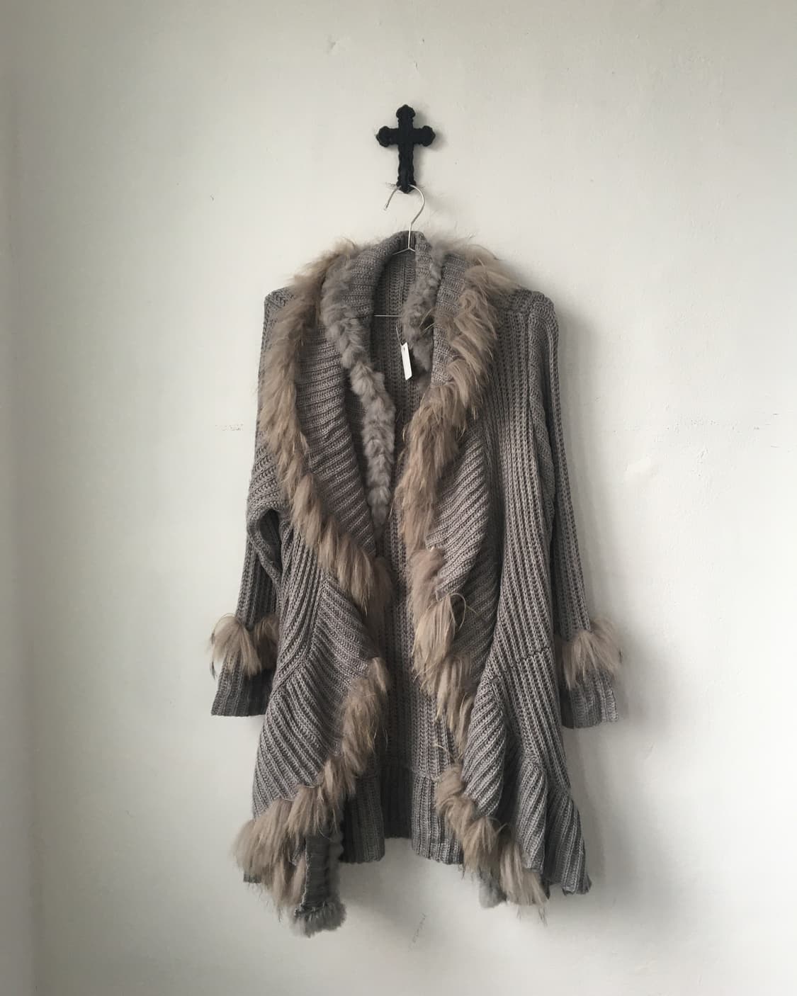 rabbit Fur trimming knit ruffle cardigan 상품이미지2