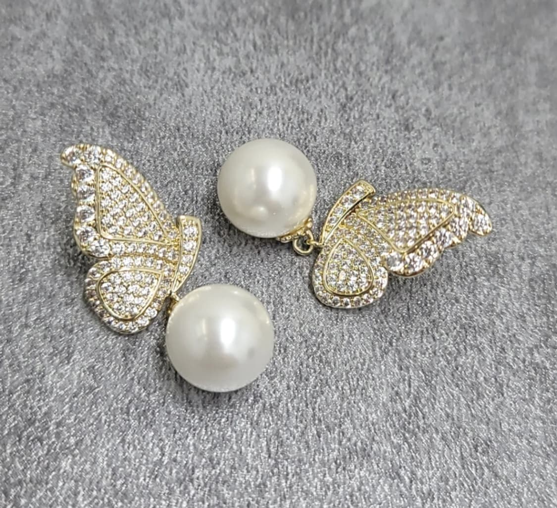 butterfly pearl earrings 상품이미지1