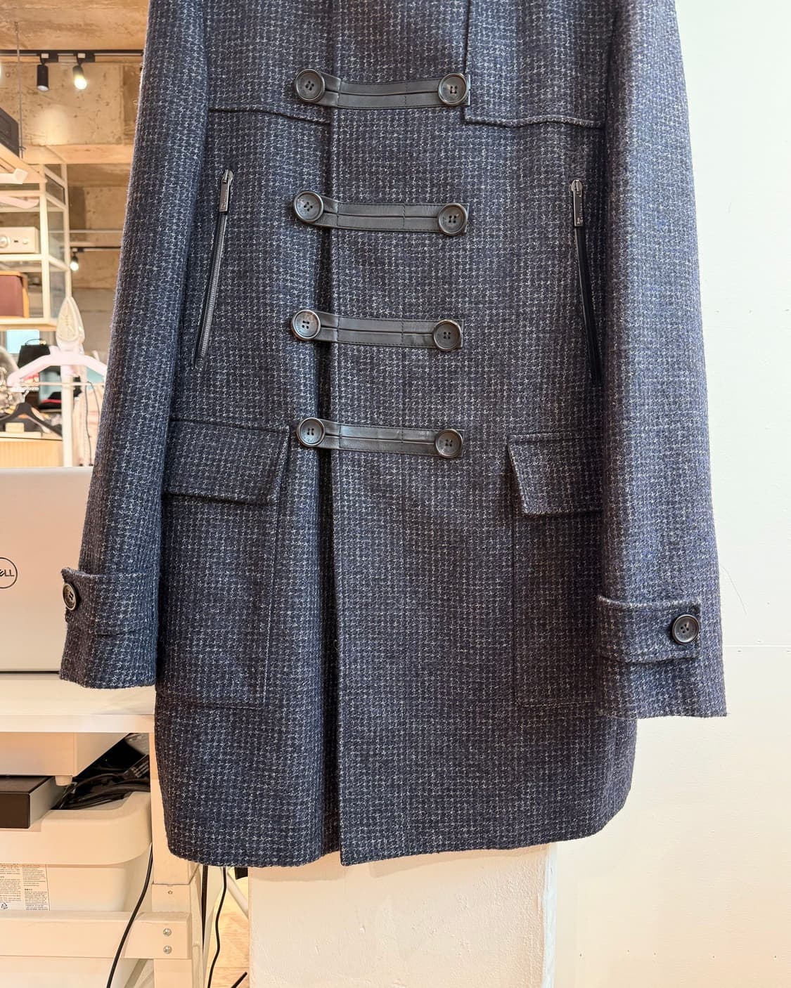 존 갈리아노 네이비 트위드 울 더플 코트  상품이미지6