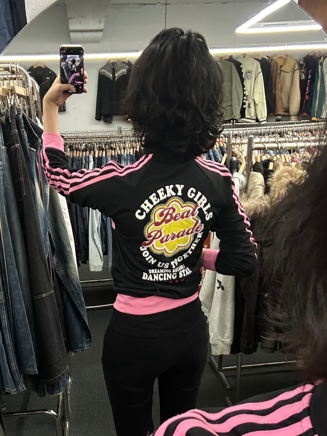 150)Japanese Vintage 여성 블랙핑크 패치 져지 상품이미지1