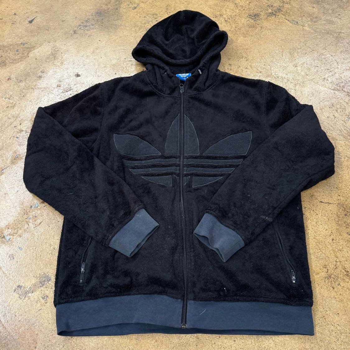 아디다스 빅로고 파이어버드 후리스 후드집업 블랙 105 상품이미지2