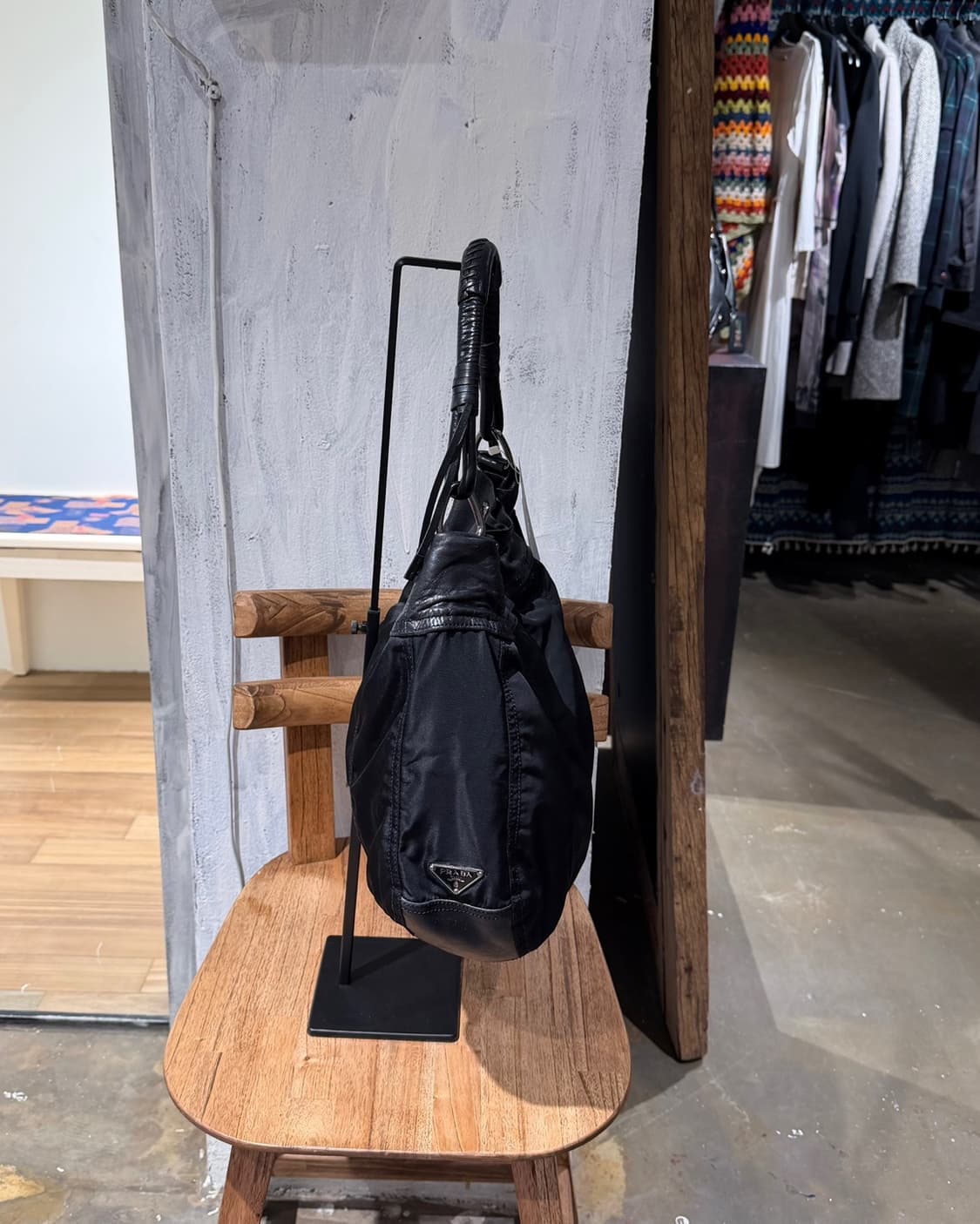 프라다 블랙 나일론 레더 호보백 상품이미지5