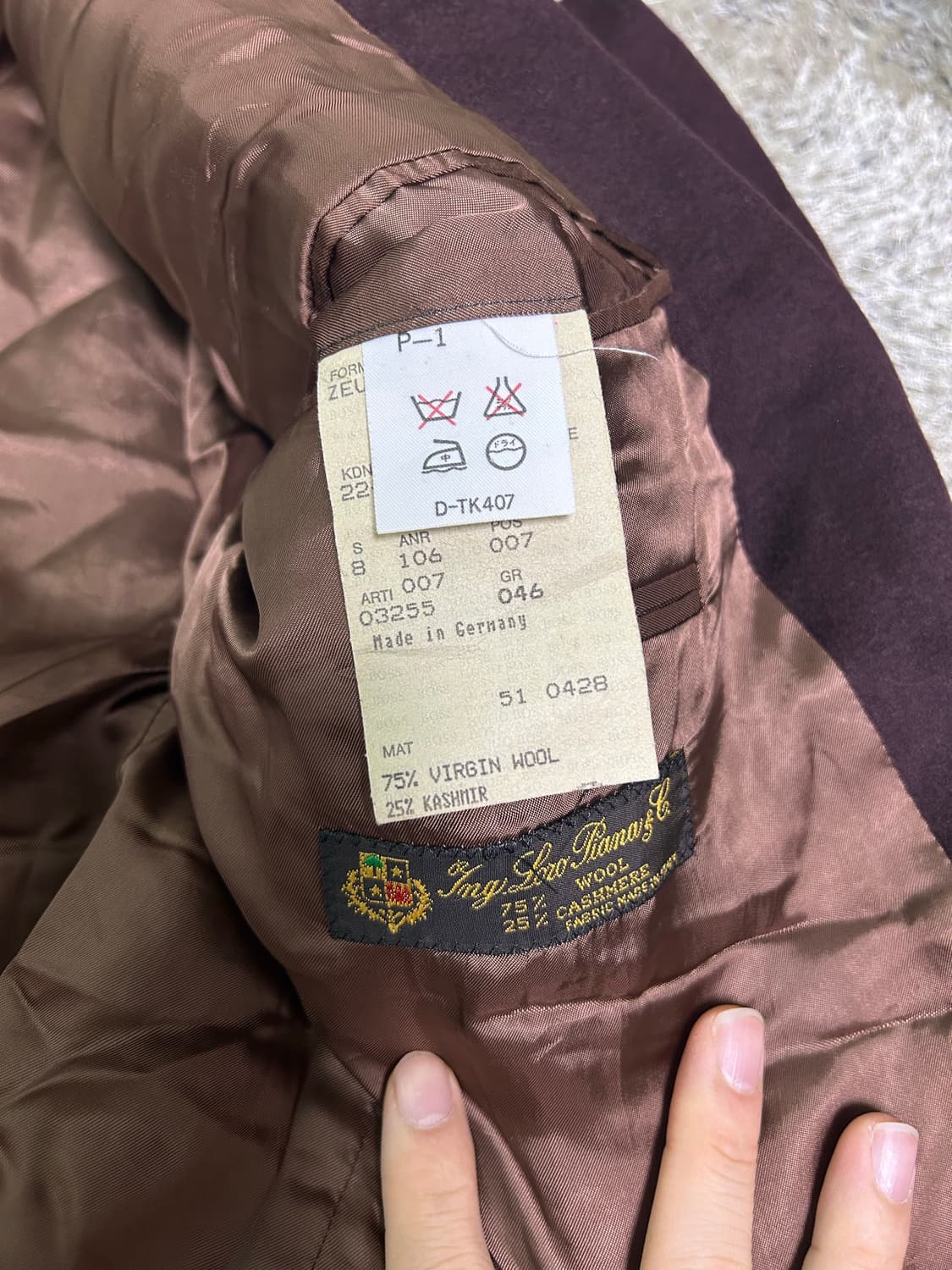 휴고보스 로로피아나원단 캐시혼방 버건디 더블 블레이저 105 상품이미지3