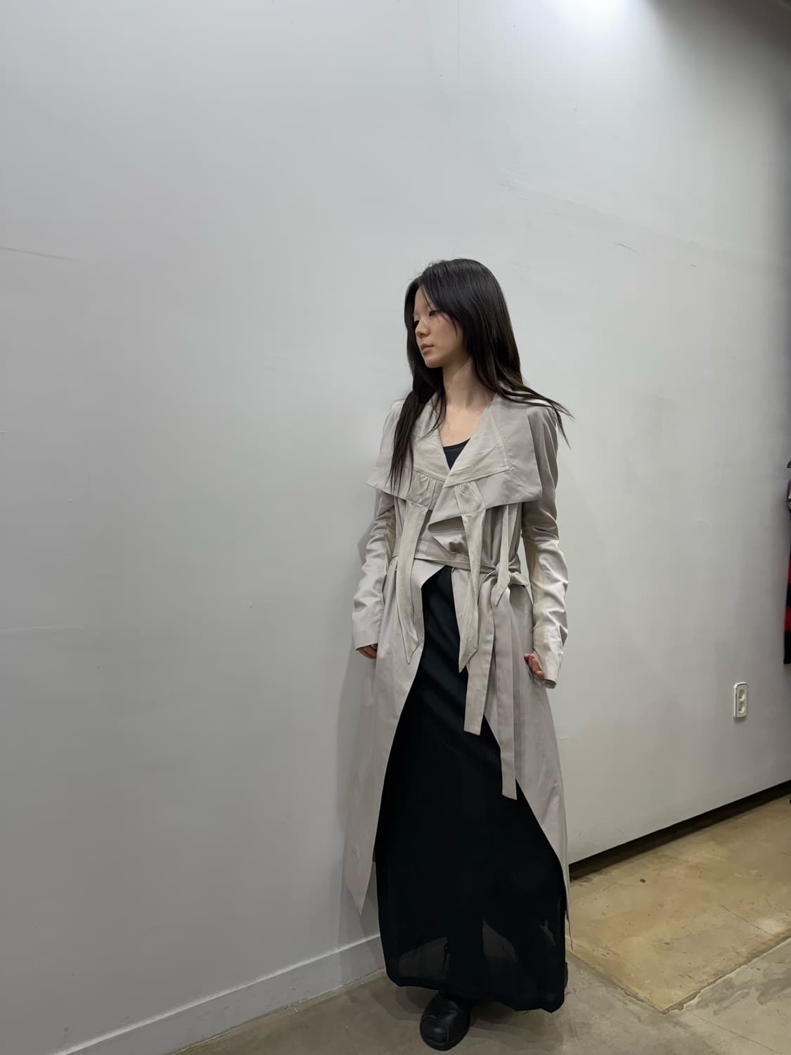 릭 오웬스 실크 오픈 트렌치 롱 코트 상품이미지2